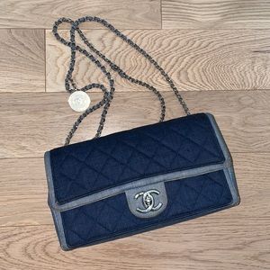 Chanel medallion denim flap bag